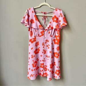 ASOS Abstract Floral Babydoll Dress Women's 6 NWOT Pink Tropical Vacation Cruise
